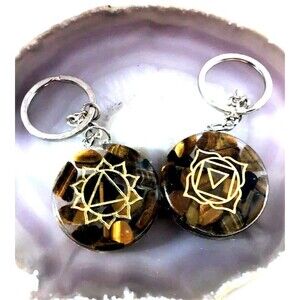 Tiger Eye in Resin Keychain Pair